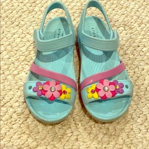 Girls Crocs sandals w/flowers size 1